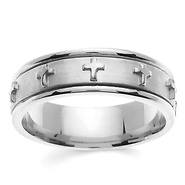 7mm Cross 14K White Gold Christian Wedding Band