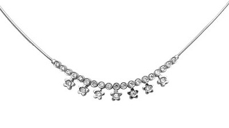 14k White Gold Fancy CZ Stars Necklace