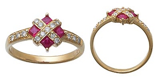Diamond and Ruby X Ring