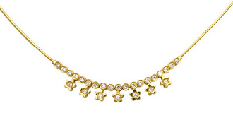 14k Yellow Gold Fancy CZ Stars  Necklace