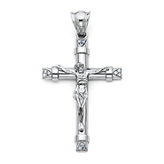 Large Trinity CZ Crucifix Pendant in 14K White Gold