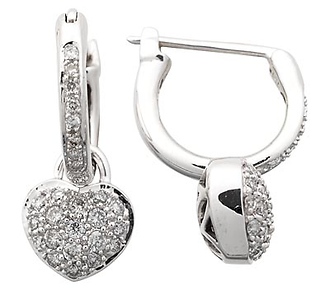 Heart Drop Pave Earrings