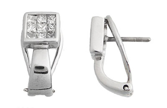 Princess Diamond Invisible Set Earrings