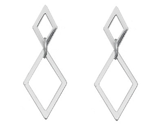 Silver Diamond Dangle Earrings