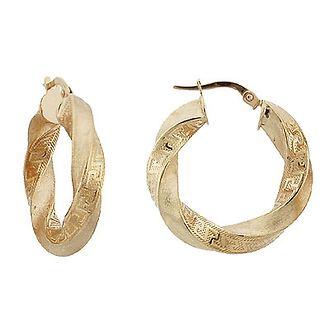 Greek Swirl Thick Yellow Gold Hoop Earrings 25mm-discontinued