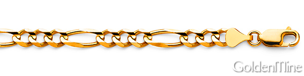 5mm 18K Yellow Gold Figaro Chain Link Bracelet 7in Slide 1