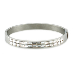 Oval Baguette CZ Bangle Bracelet