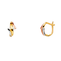 14k TriGold Fancy CZ Huggies Earrings (14 x 11 mm)