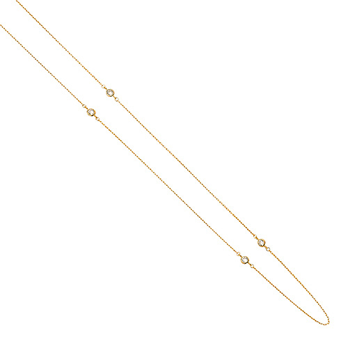 14K Yellow Gold 3mm CZ Bazel by the Yard Necklace - 17'+1' Slide 0