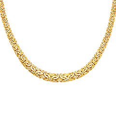 14k Yellow Gold 8mm Graduated Oval Hollow Byzantine Style Necklace - 18'