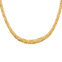 14k Yellow Gold 10mm Graduated Oval Hollow Byzantine Style Necklace - 18'