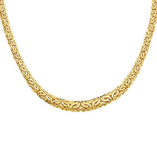14k Yellow Gold 10mm Graduated Oval Hollow Byzantine Style Necklace - 18' Slide 0