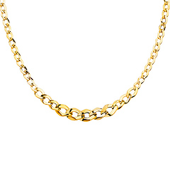 14K Yellow Gold 13mm Fancy Graduated Hollow Necklace - 18'