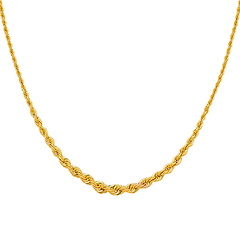 14K Yellow Gold 6mm Graduated Hollow Rope Chain Necklace - 18'