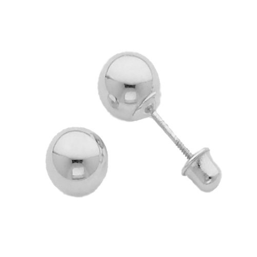 5mm Ball 14K White Gold Stud Earrings Slide 0