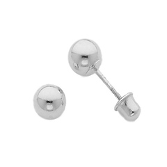 4mm 14K White Gold Ball Stud Earrings