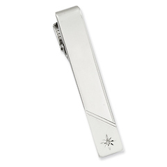 Diamond Accent Tie Bar - Rhodium Plated