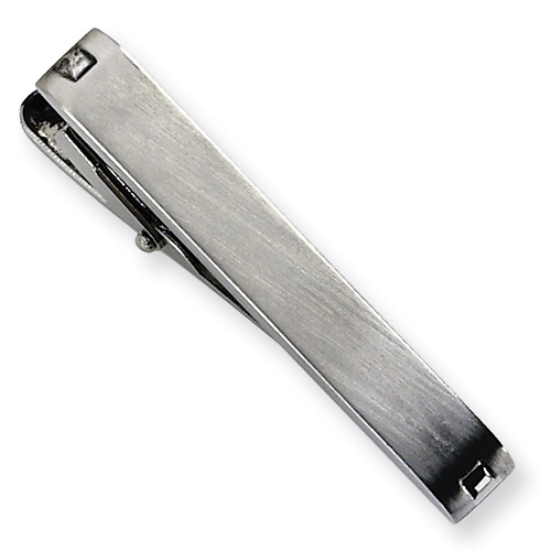 Classic Brushed Stainless Steel Tie Bar Slide 0