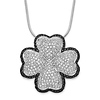 Sterling Silver Micropave Black & White CZ 4-Leaf Clover Necklace - Elliot Skye thumb 0