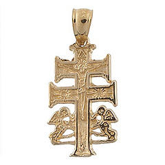 14K Yellow Gold Caravaca Cross Pendant - Small