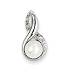 Freshwater Cultured Pearl & Diamond Infinity Pendant - Sterling Silver thumb 0