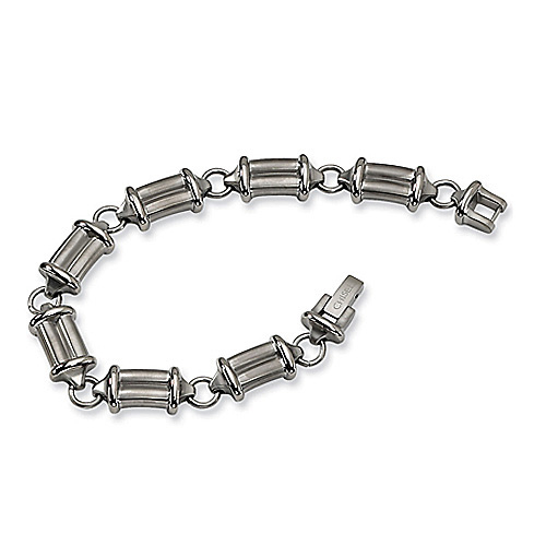 Chunky Brushed and Polished Titanium Bracelet Slide 0