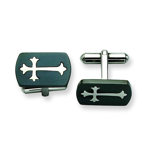 Stainless Steel Gothic Cross Cuff Links Slide 0