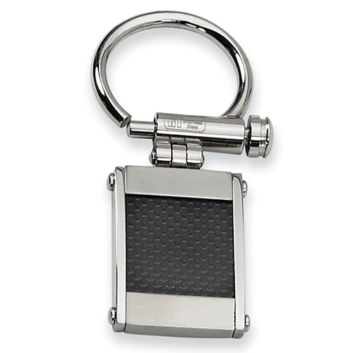 Stainless Steel Black Carbon Fiber Key Ring Slide 0