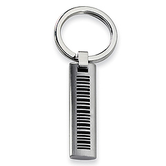 Stainless Steel Black Accent Brushed Key Ring