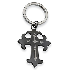 Black Stainless Steel Gothic Cross Key Ring