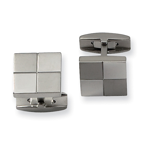 Checker Patterned Titanium Cuff Links Slide 0