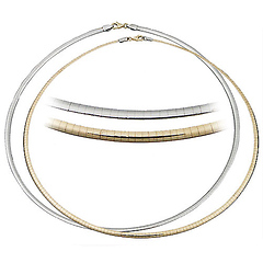 3mm Reversible Omega Necklace in 14K Two-Tone Gold - Women