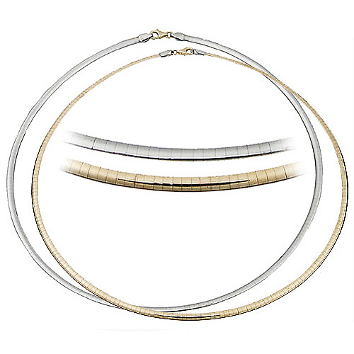 3mm Reversible Omega Necklace in 14K Two Tone Gold Women GoldenMine