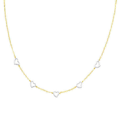 14K Yellow and White Gold Heart Light Fashion Link Necklace Slide 0