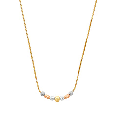 14K Tricolor Gold Shimmering Charms Popcorn Chain Necklace