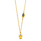 Hollow Hamsa and Floating Evil Eye Necklace in 14K Yellow Gold 17in thumb 1