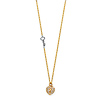 Floating Key Micropave CZ Heart Lock Necklace in 14K Two-Tone Gold thumb 1