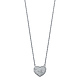 Micropave CZ Puffed Heart Floating Charm Necklace in 14K White Gold thumb 1