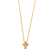Floating Micropave Mini Cross Necklace in 14K Yellow Gold thumb 1