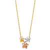 Tropical Flower CZ Trio Floating Pendant Necklace in 14K TriGold thumb 1