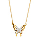 Floating Faceted Butterfly Necklace in Two Tone 14K Yellow Gold thumb 1