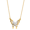 Floating Faceted Butterfly Necklace in Two Tone 14K Yellow Gold thumb 1