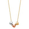 Trio Heart Charm Necklace in 14K TriGold thumb 1