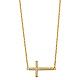 Floating Sideways Cross Necklace with Micropave CZs in 14K Yellow Gold thumb 1