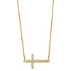 Floating Sideways Cross Necklace with Micropave CZs in 14K Yellow Gold thumb 1