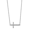 Floating Sideways Cross Necklace with Micropave CZs in 14K White Gold thumb 1