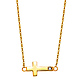 Floating Mini Sideways Cross Necklace with CZ Accent in 14K Yellow Gold thumb 1