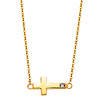 Floating Mini Sideways Cross Necklace with CZ Accent in 14K Yellow Gold thumb 1