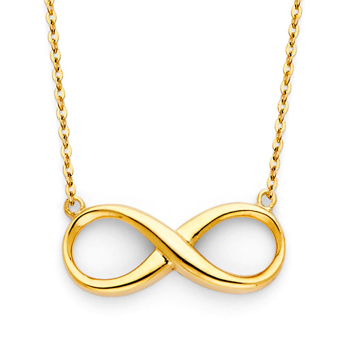 Classic 14K Yellow Gold Floating Infinity Necklace Slide 0