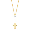 Double Cross CZ Y-Necklace in 14K Two-Tone Gold thumb 1